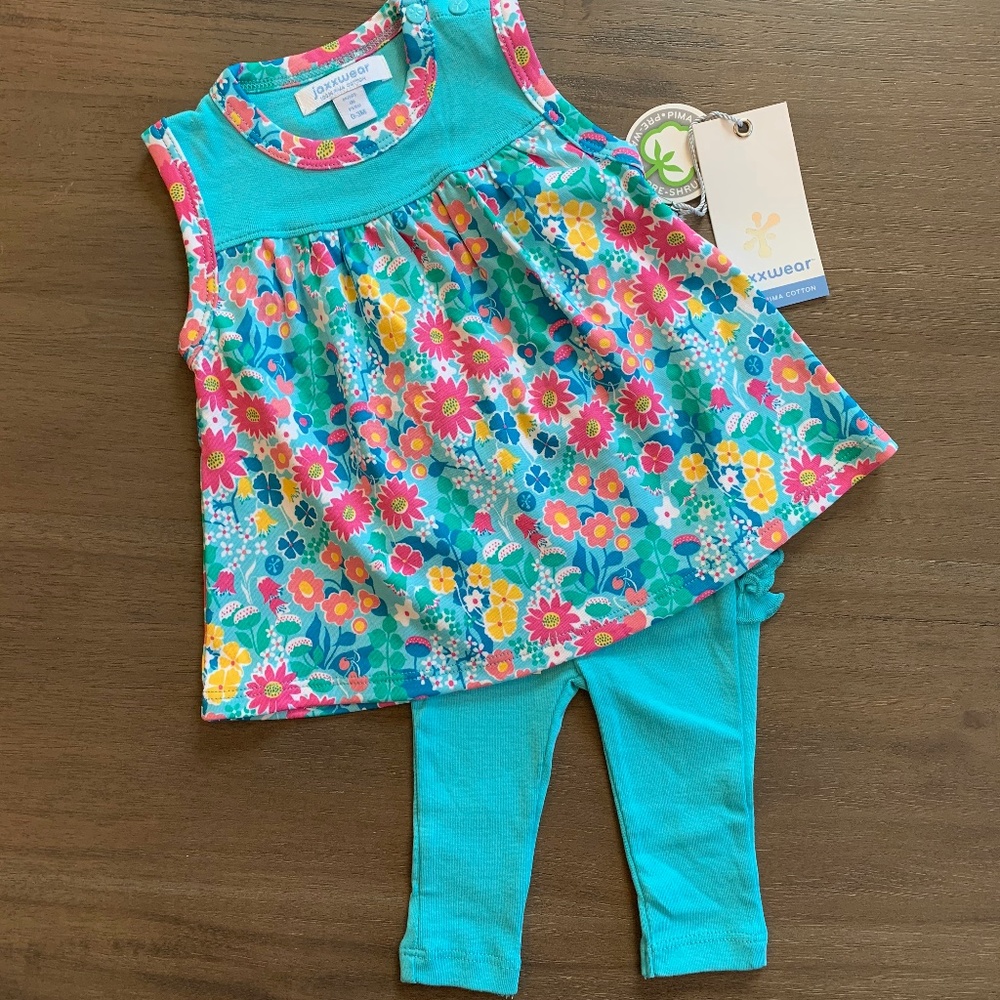 New Jaxxwear Baby Girl 2 pc Dress Legging Set
